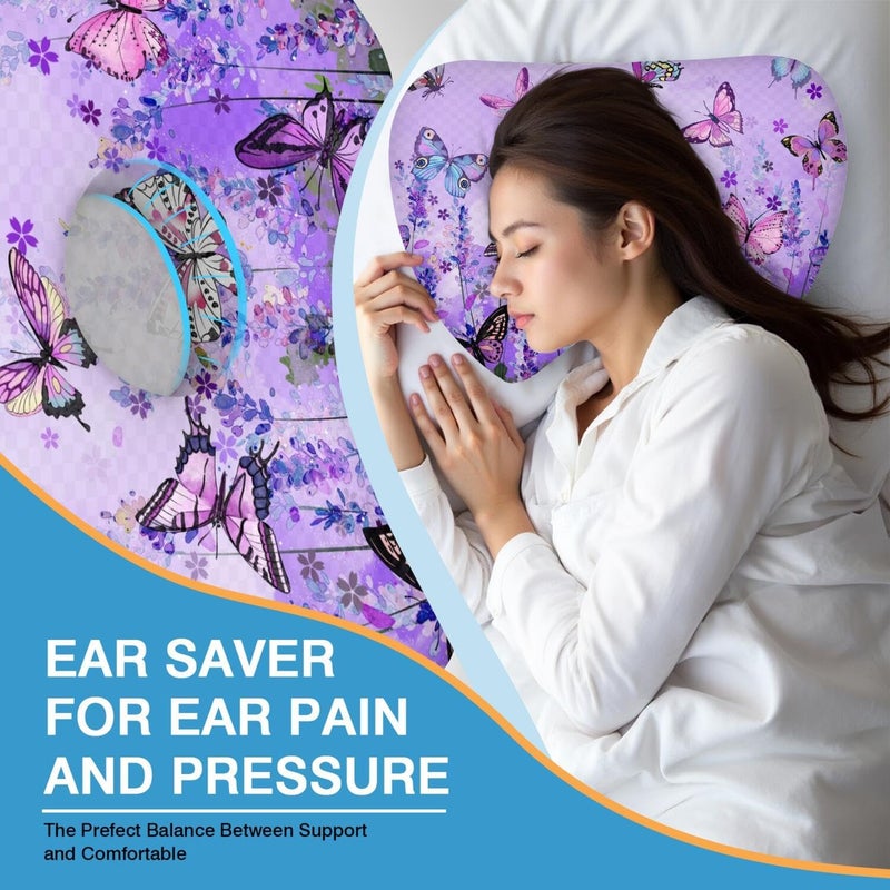 BVOKQUC Ear Piercing Pillow for Side Sleepers with Washable Cover Pillows with Holes for Ear Pain,Donut Pillow for Adults CNH Ear Pain Relief Pressure Sores Ear Pillow with Hole in Center - Image 3